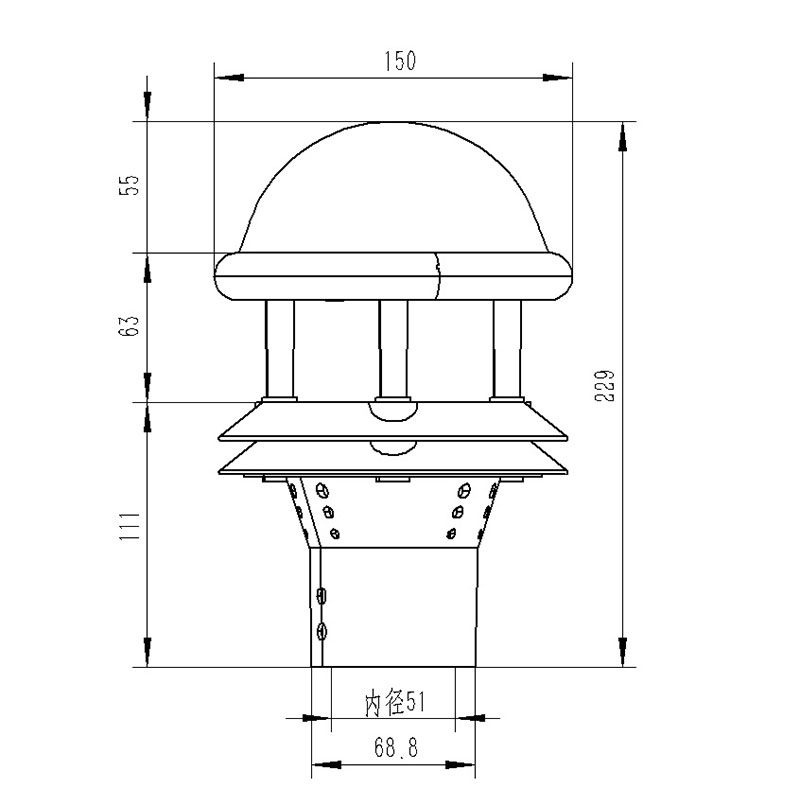 光學雨量監測儀產品尺寸圖