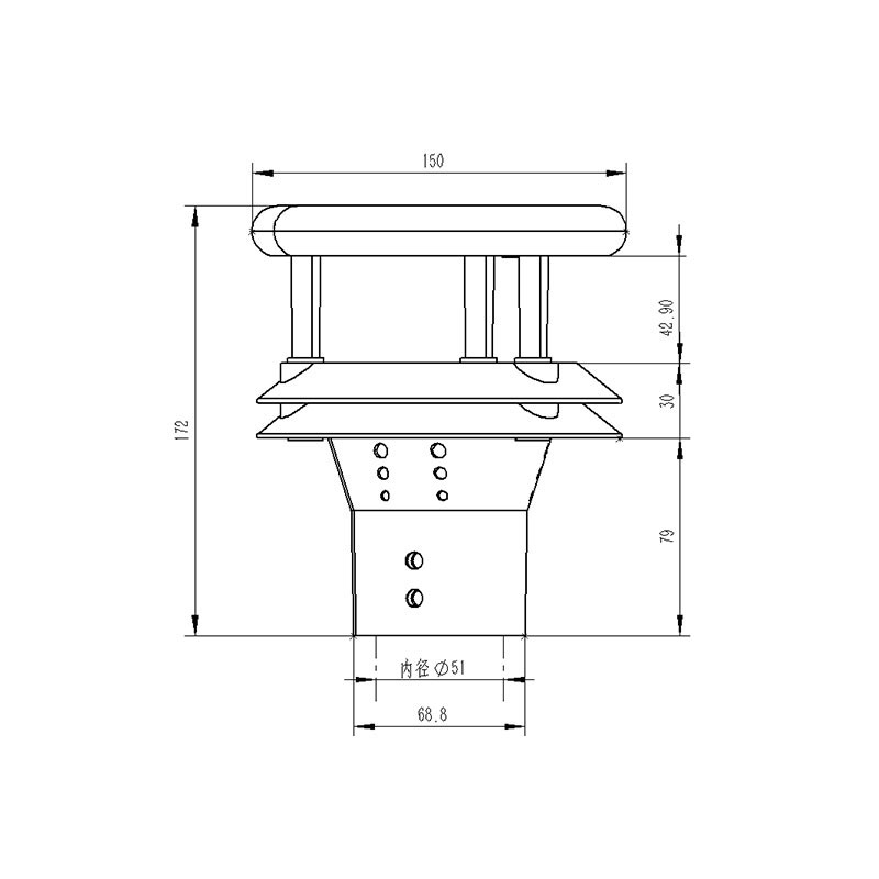 風(fēng)機現(xiàn)場使用風(fēng)向標(biāo)氣流探測產(chǎn)品尺寸圖